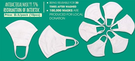 TWO-SIDED ANTIBACTERIA ECOFRIENDLY FACE MASK- RE-USE FOR 30 TIMES